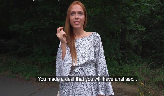 Red-haired girl enjoys anal sex with a pick-up artist